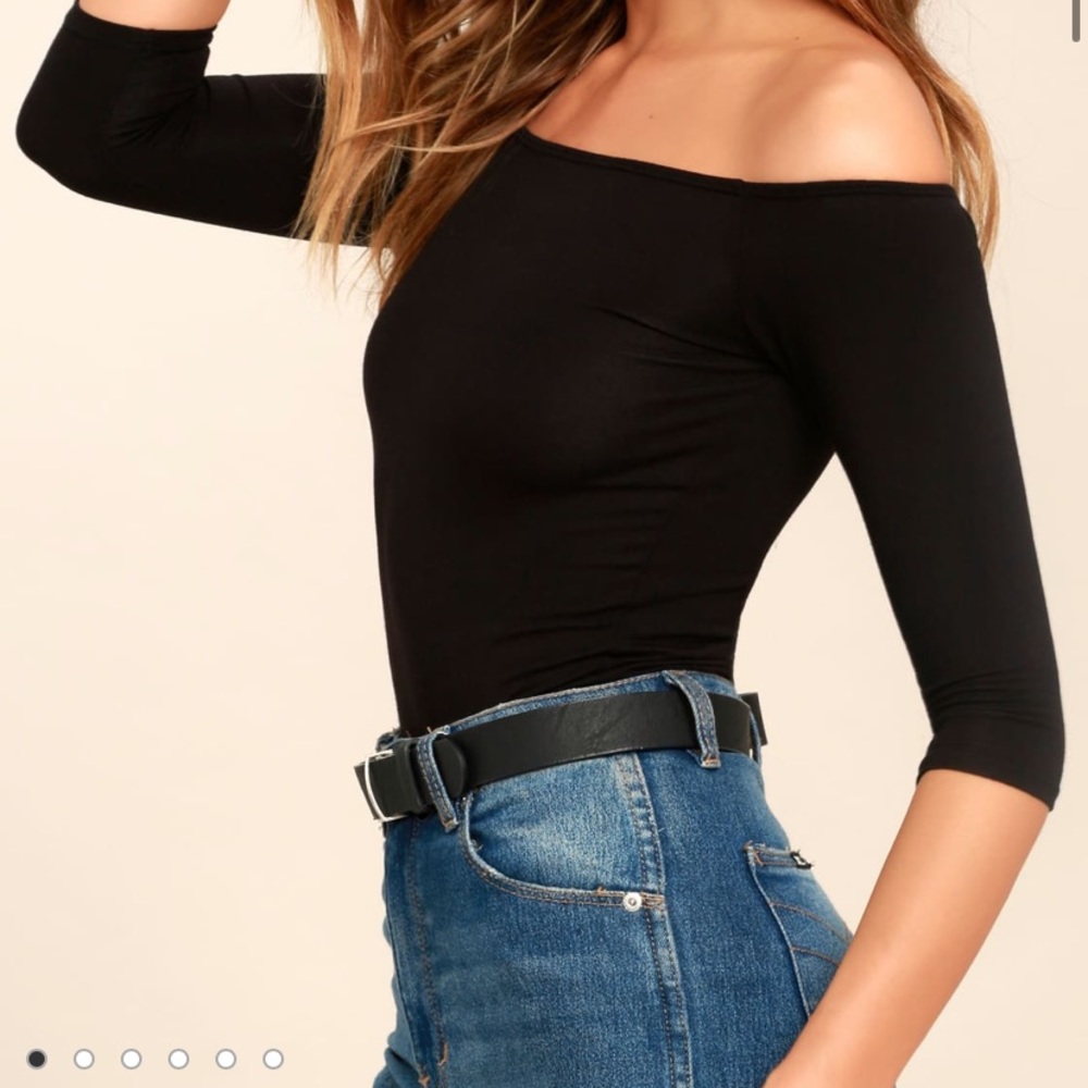 Lulu’s Upstage Basic Off-the-Shoulder Black Top